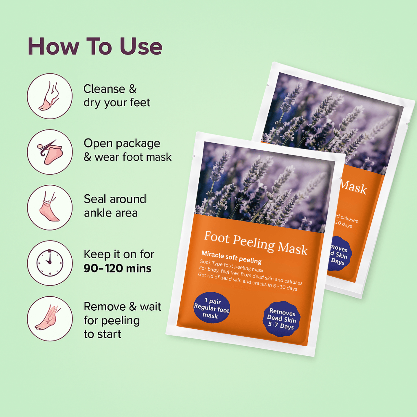 Exfoliating Foot Mask Hydrating Sock Pedicure - Liveonease