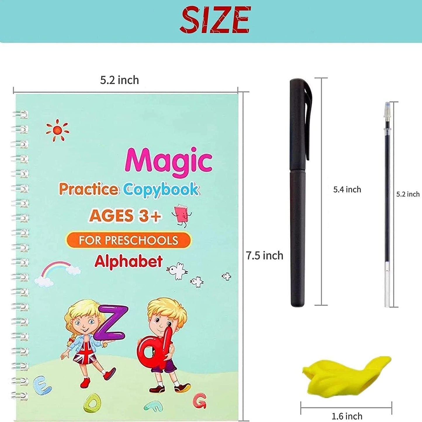 Magic Practice Book (4 BOOK + 10 REFILL + 1 Pen + 1 Grip)