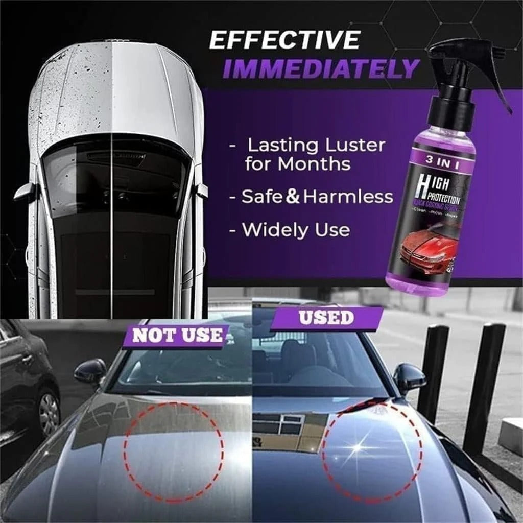 3 in 1 High Protection Quick Car Ceramic Coating Spray (Pack of 3)