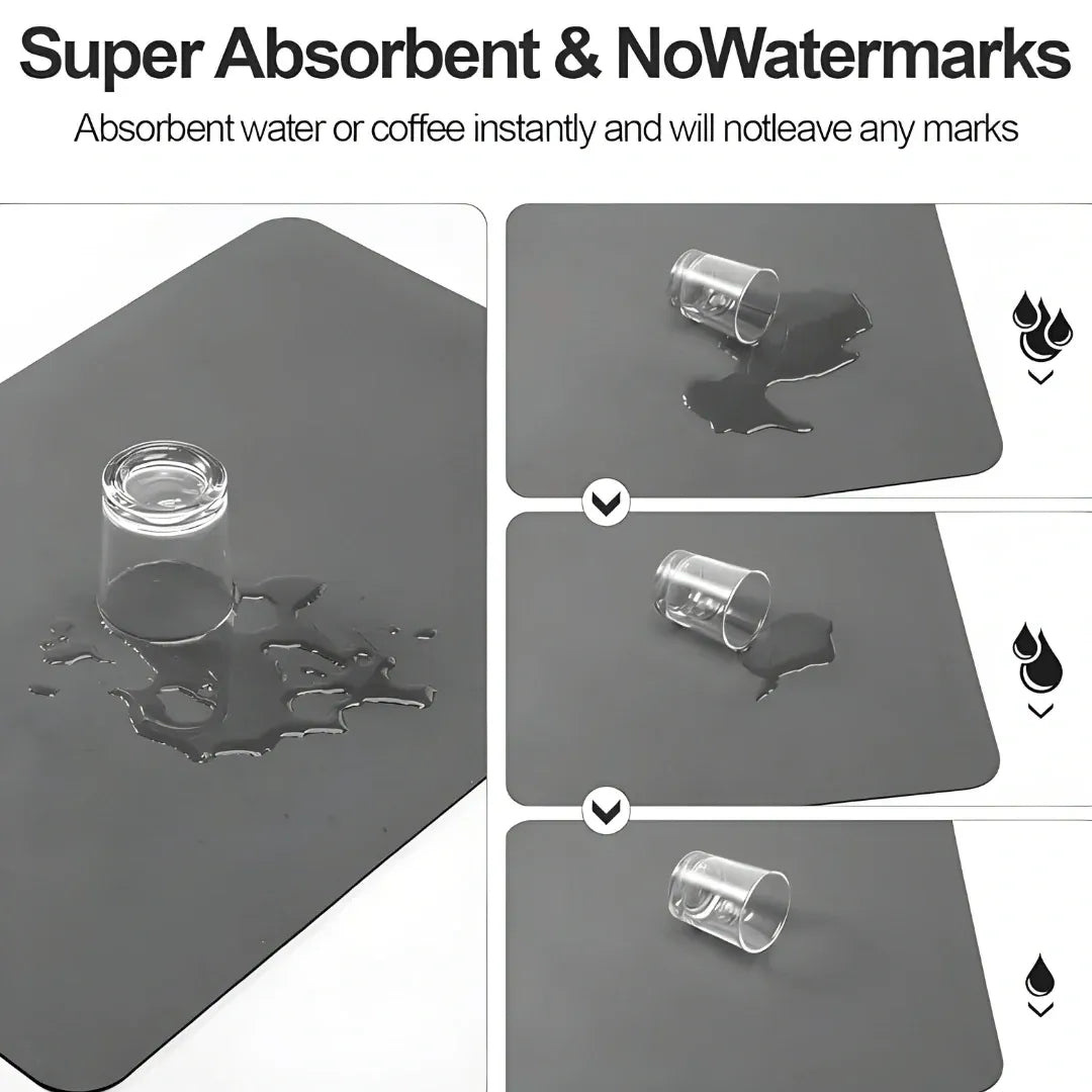 Absorbent Sink Mat | Quick-Dry, Anti-Slip Base | Pack of 2 ((Assorted))