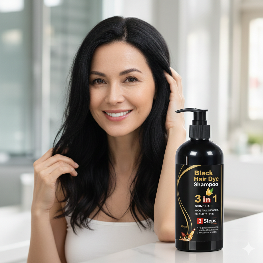 Herbal Black Hair Color Shampoo | 3 in 1 Hair Care | Grey Coverage | Pack of 2 (100ml)