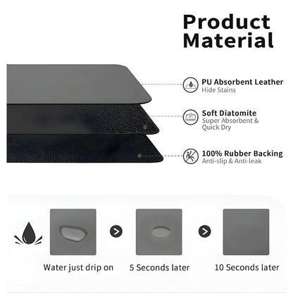 Absorbent Sink Mat | Quick-Dry, Anti-Slip Base | Pack of 2 ((Assorted))